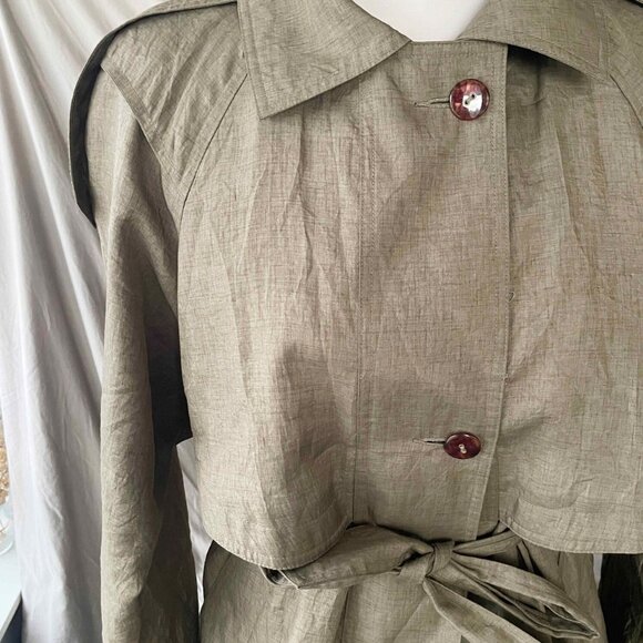 Vintage Oversized Army Green Trench Coat: Unisex Retro Style (M-2XL) - Picture 6 of 6